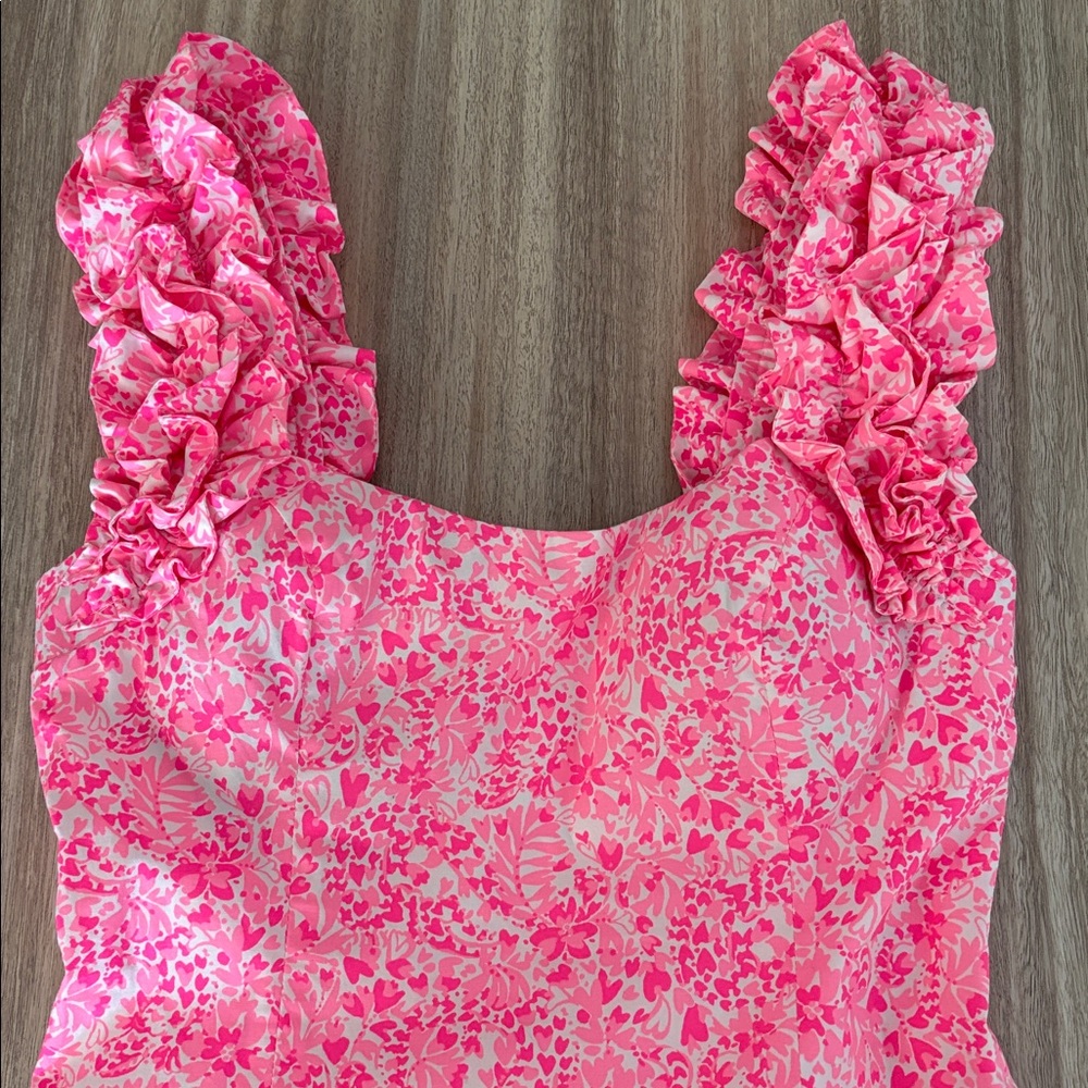 Lilly Pulitzer NWT Regina Stretch Shift Mini Dress Size 4 Pink White - Picture 4 of 9